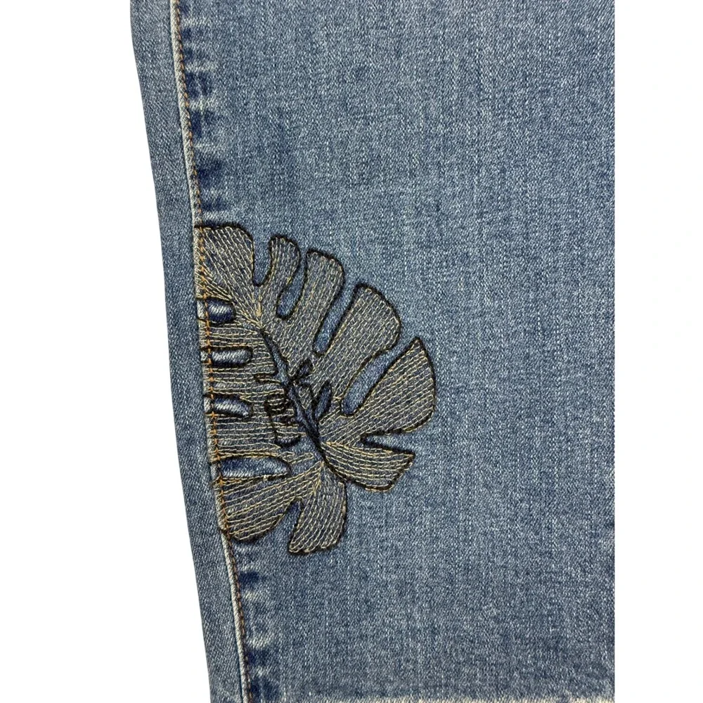 Tribal Jeans Ankle Jegging Womens 8 Blue New Embroidered Tropical Floral Leaf